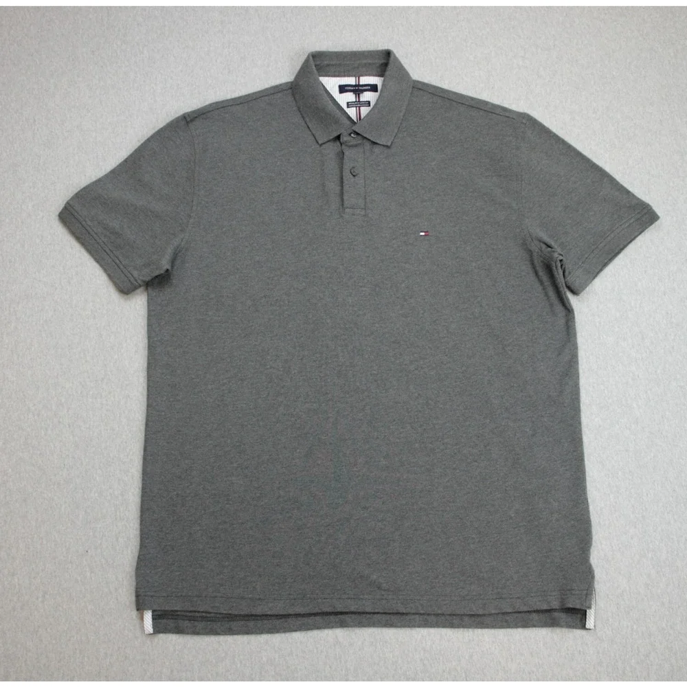 Tommy‎ Hilfiger Polo Mens XL Gray Regular Fit Stretch Cotton Blend